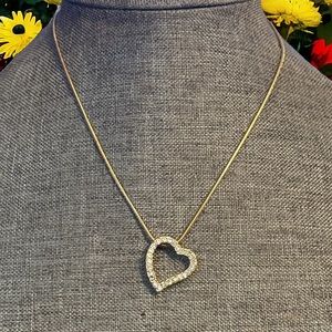 BMNY sliding rhinestone heart pendant necklace
